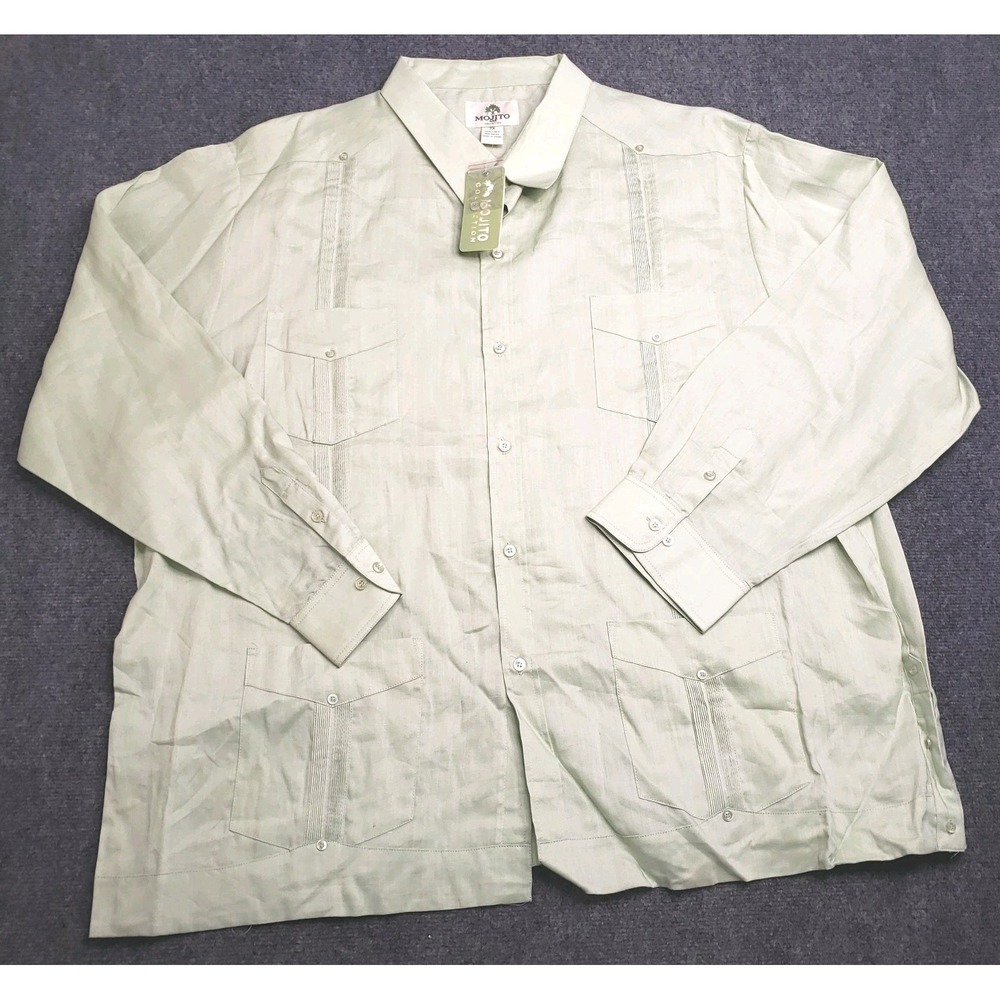 Mojito Guayabera Linen Shirt Mens 7X Light Green NWT New Tags